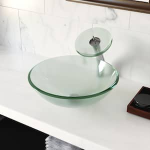 Symmetry 16.5 in. Frosted Glass Round Vessel Bathroom Sink