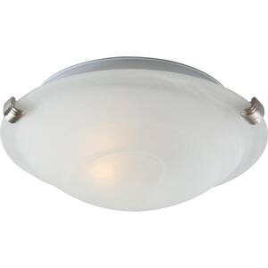 1-Light Indoor Brushed Nickel Mini Semi-Flush Mount Ceiling Fixture with White Alabaster Glass Bowl / Saucer Shade
