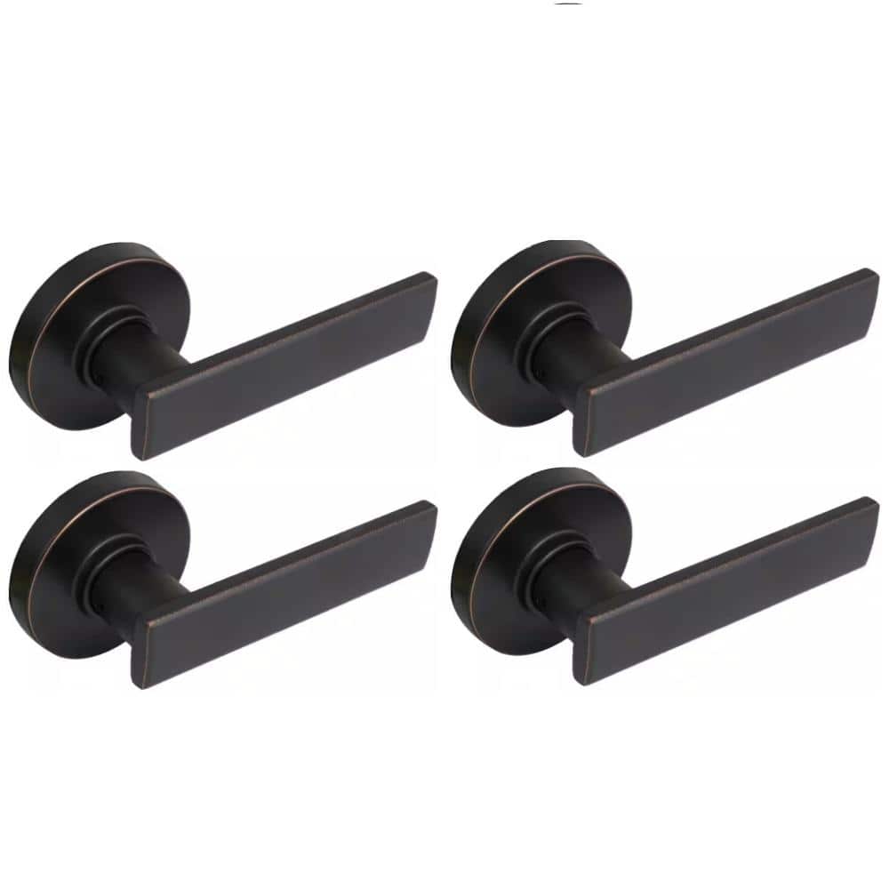 Westwood Aged Bronze Hall/Closet Door Lever with Round Rose (4-Pack)