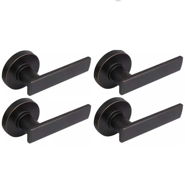 Defiant Westwood Aged Bronze Hall/Closet Door Lever with Round Rose (4-Pack)