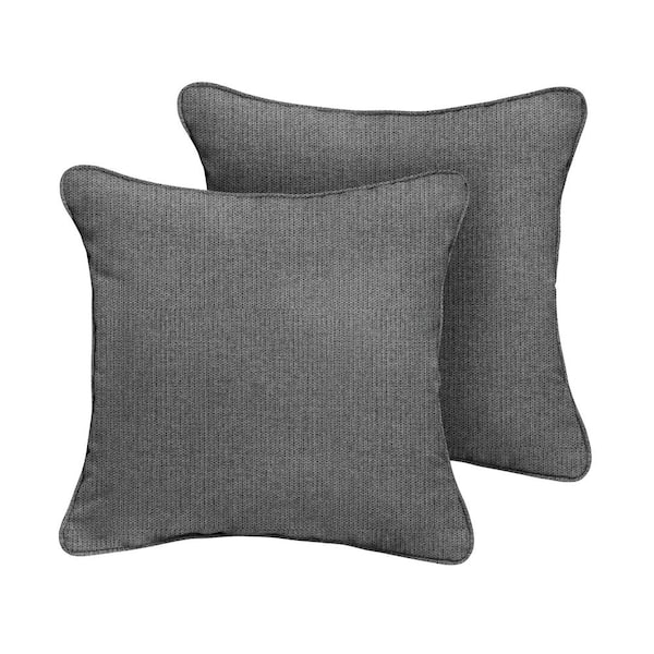 SORRA HOME Sunbrella Revive Charcoal Square Outdoor Throw Pillow (2-Pack)