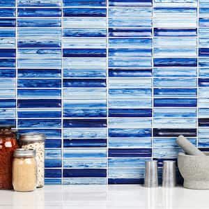 Tara Blue 11.61 in. x 11.73 in. Stacked Glass Mosaic Tile (0.95 Sq. Ft. / Sheet)