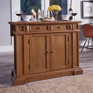 Americana Distressed Cottage Oak Kitchen Island With Drop Leaf