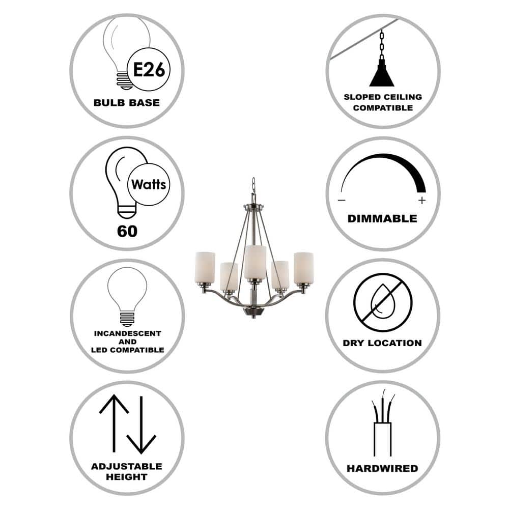 Mod Pod 25" Brushed Nickel Transitional 5-Light Chandelier