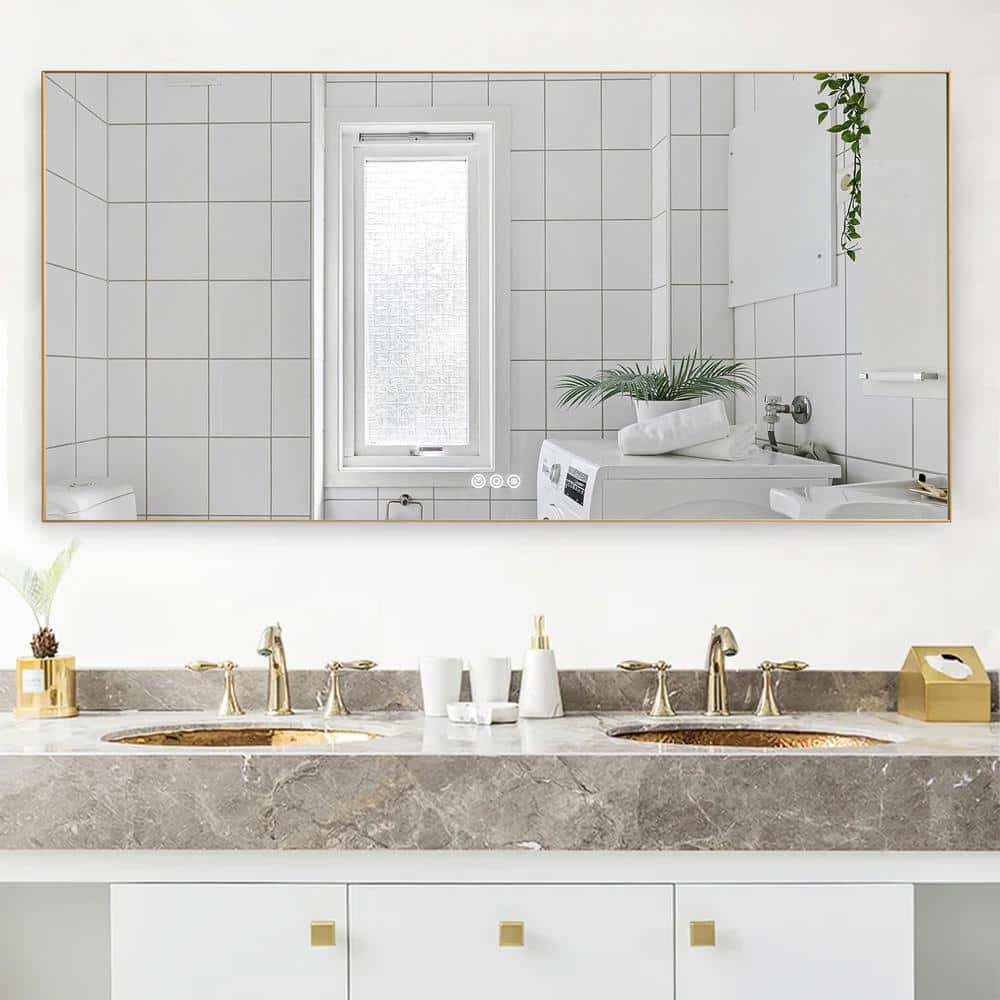 ANGELES HOME 72 in. W x 36 in. H Large Rectangular Aluminium Framed