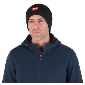 Men's Black Rib-Knit Cuffed Beanie Cap