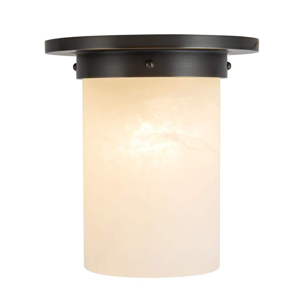 Mineral 8-in (9-in Height) Alabaster Cylinder Flush Mount with Urban Bronze Finish price history on PriceWatchPro