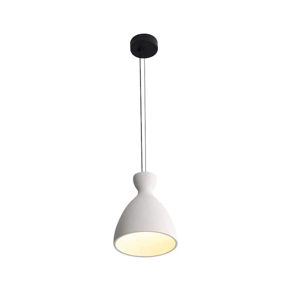 Golden Lighting - Aethera 12-Watt 1 Light White Sandstone Cement Integrated LED Pendant Light with White Sandstone Cement Shade