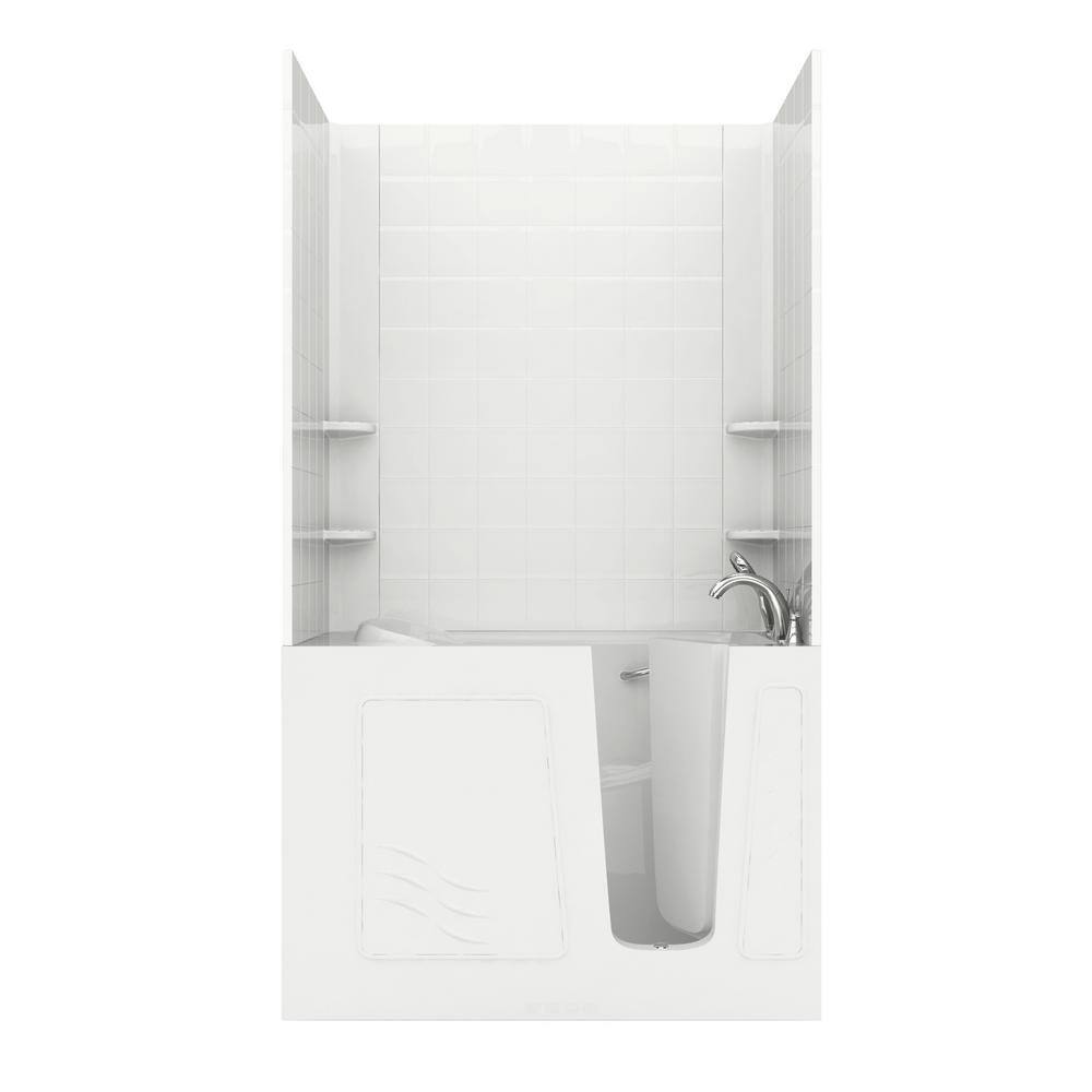 Ashton 52.8'' x 29.5'' White Fiberglass Walk-in Bathtub with Faucet