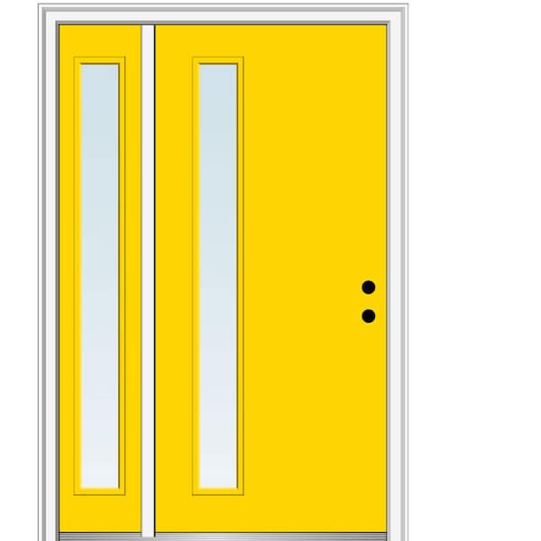 MMI Door 51 in. x 81.75 in. Clear Low-E Glass Left-Hand 1-Lite Modern Painted Fiberglass Smooth Prehung Front Door with Sidelite