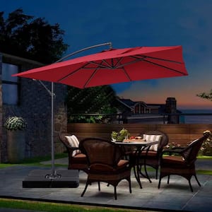 Gavin 8.2 ft. Steel Cantilever Tilt Patio Umbrella in Red With Base