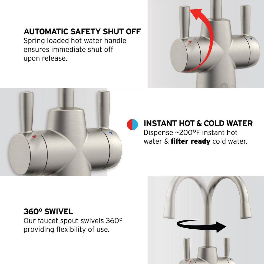 Satin Nickel Double Handle Hot and Cold Water Dispenser