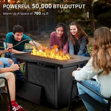 DEXTRUS 43 in. 50000 BTU Gas Fire Pit Ignition Systems with Hide Away Cover for Patio Camping HDPB0005523AV