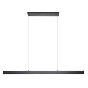 Climene 72 in. W x 77.36 in H 1-Light Black Rectangle Statement Integrated LED Pendant Light with White Plastic Diffuser