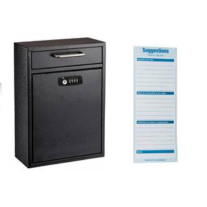 Large Steel Drop Box Wall Mounted Locking Drop Box Mailbox with Key and Combination lock, Black