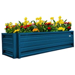24 inch by 72 inch Rectangle Gallery Blue Metal Planter Box