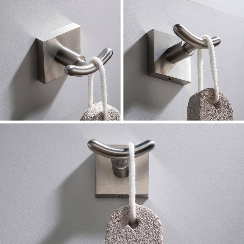 Brushed Nickel Modern Double Wall Mounted Robe Hook
