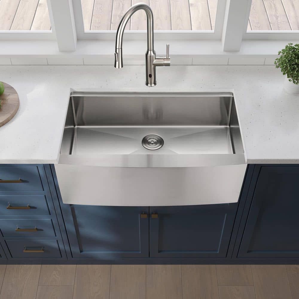 Workstation 36 in. Farmhouse Single Bowl Stainless Steel Kitchen Sink with 