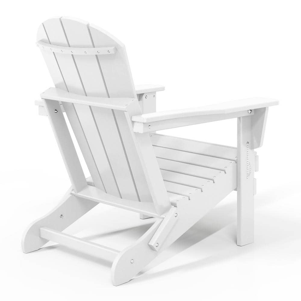 Laguna White Poly Folding Adirondack Chair for Outdoor Relaxation