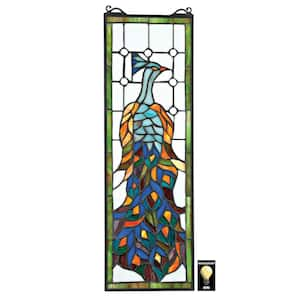 Pleasant Peacock Stained Glass Window Panel