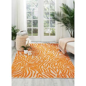 Aloha Orange 4 ft. x 6 ft. Animal Print Contemporary Indoor/Outdoor Patio Area Rug