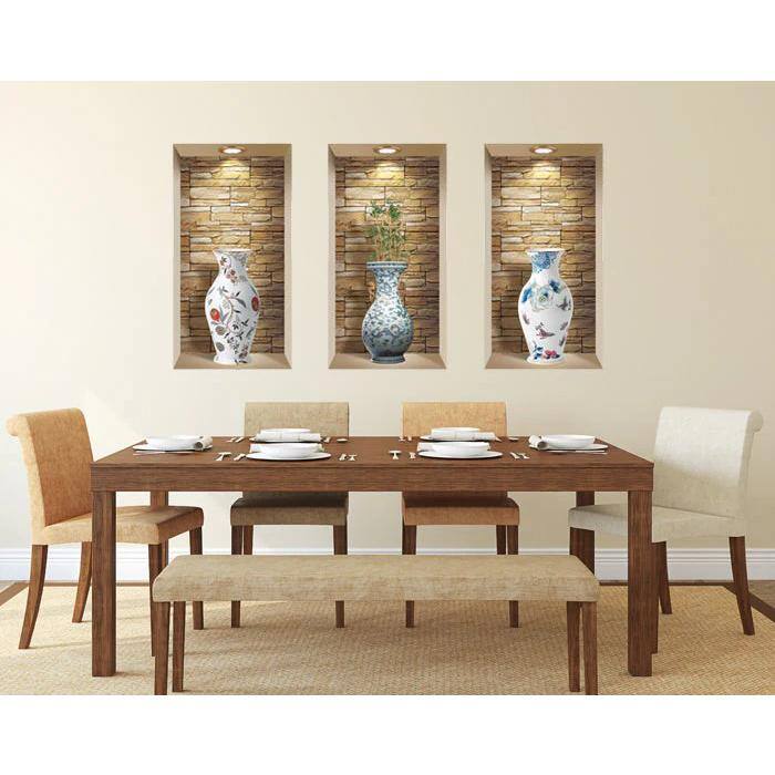 Multi-Color 3D Niche Wall Art Decals Set of 3