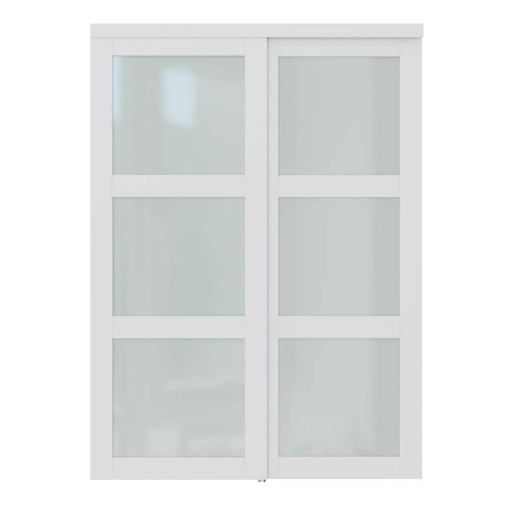 Reviews for ARK DESIGN 60 in. x 80 in. 3Lite Frosted Glass White