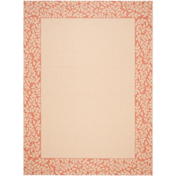 SAFAVIEH Courtyard Natural/Terra 9 ft. x 12 ft. Border Indoor/Outdoor Patio  Area Rug