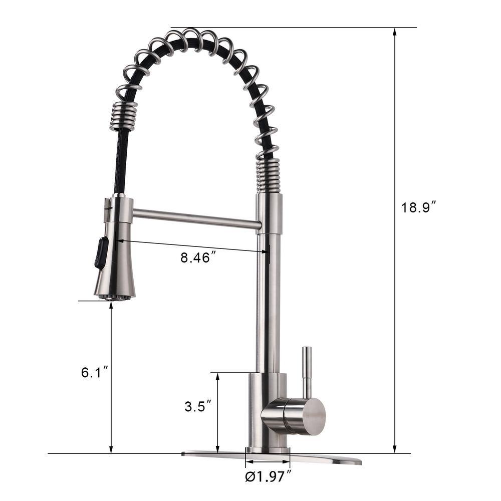 Brushed Nickel Stainless Steel Pull Down Kitchen Faucet