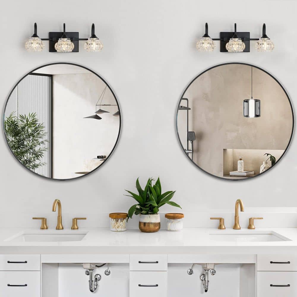 17 in. Modern 3-Light Bathroom Vanity Light Black Finish with Clear Glass Shades for Bathroom and Dressing Area price history on PriceWatchPro
