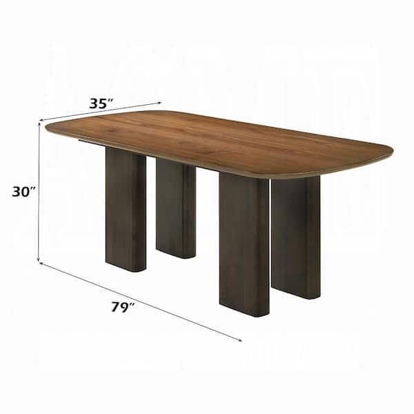 Acme Furniture Solana Walnut Wood 79 in. 4 Legs Dining Table Seats