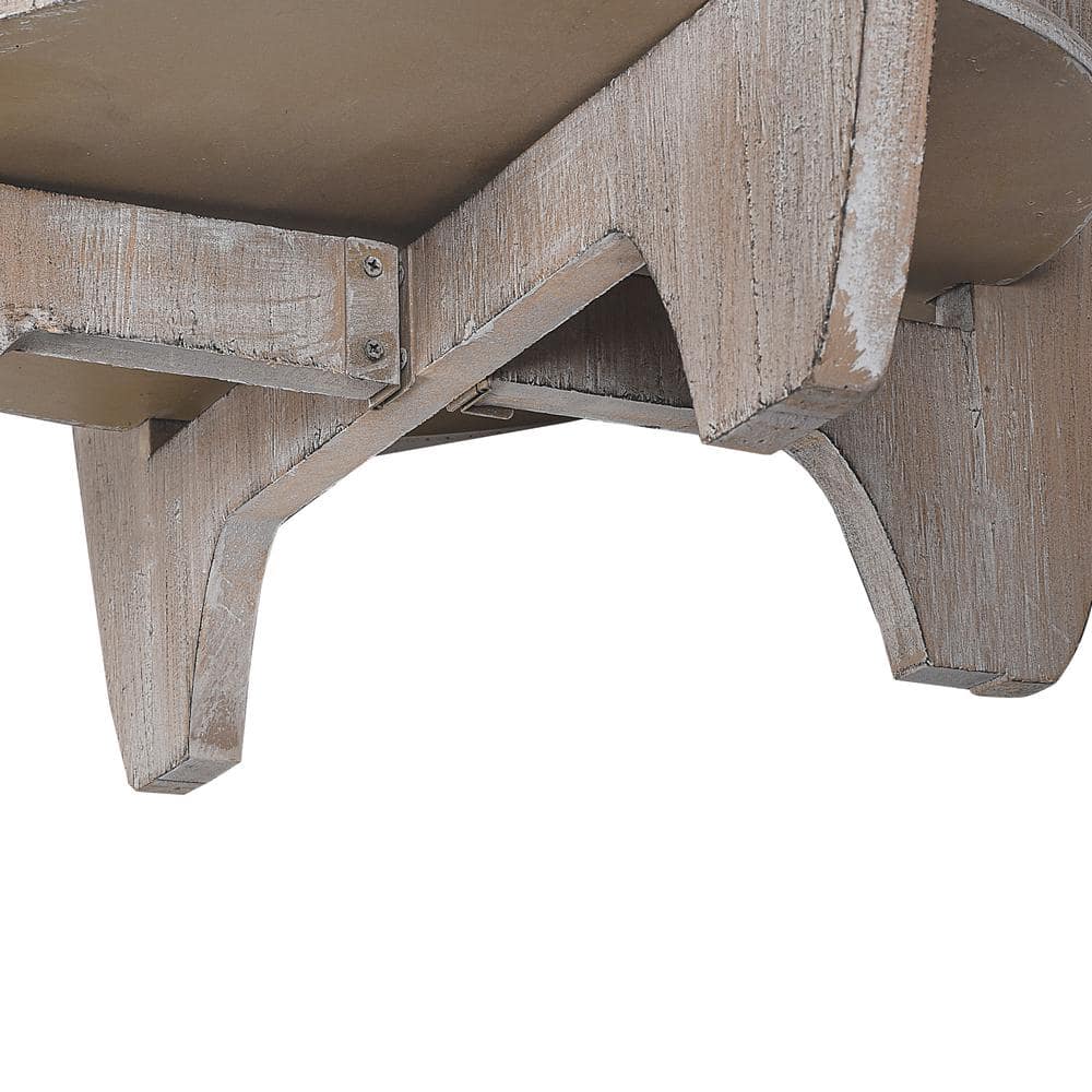 Vintage Grey French Country Round End Table with Storage Shelf
