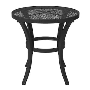 20 in. Black Round Metal Outdoor Patio Bistro Side Tables, Small Iron End Table for Garden Porch Lawn Backyard Yard