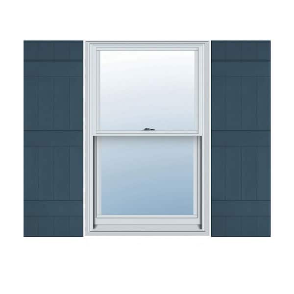 Ekena Millwork 14 in. x 67 in. Lifetime Vinyl Standard Four Board Joined Board and Batten Shutters Pair Classic Blue
