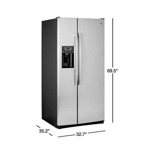 Ge 23 2 Cu Ft Side By Side Refrigerator In Stainless Steel Gss23gskss The Home Depot