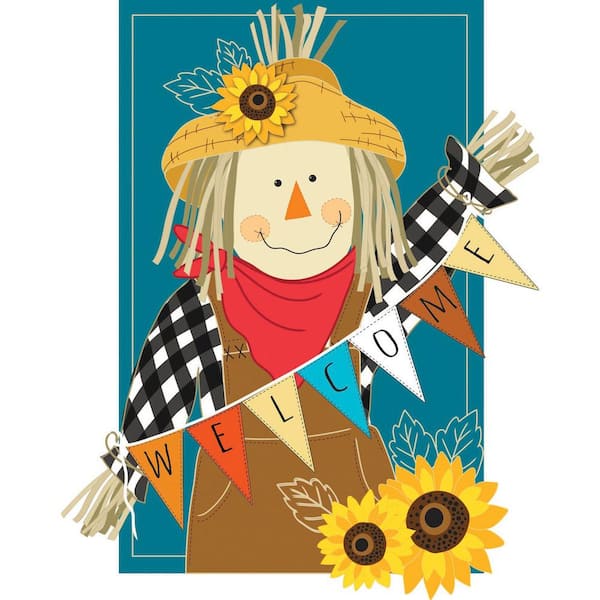 Evergreen 1 ft. x 1-1/2 ft. Fall Scarecrow Welcome Garden Applique Flag