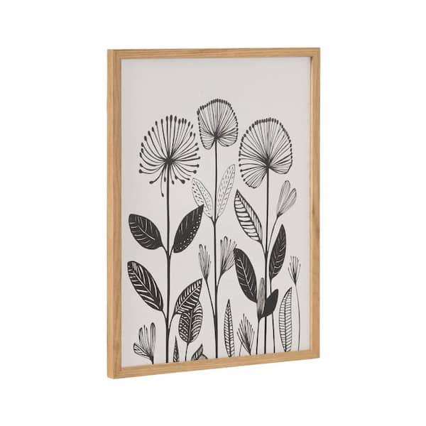 Kate and Laurel Gallery Simple Modern Linocut Botanicals by the Creative Bunch Studio Natural Framed Art Print 12 in. x 16 in.