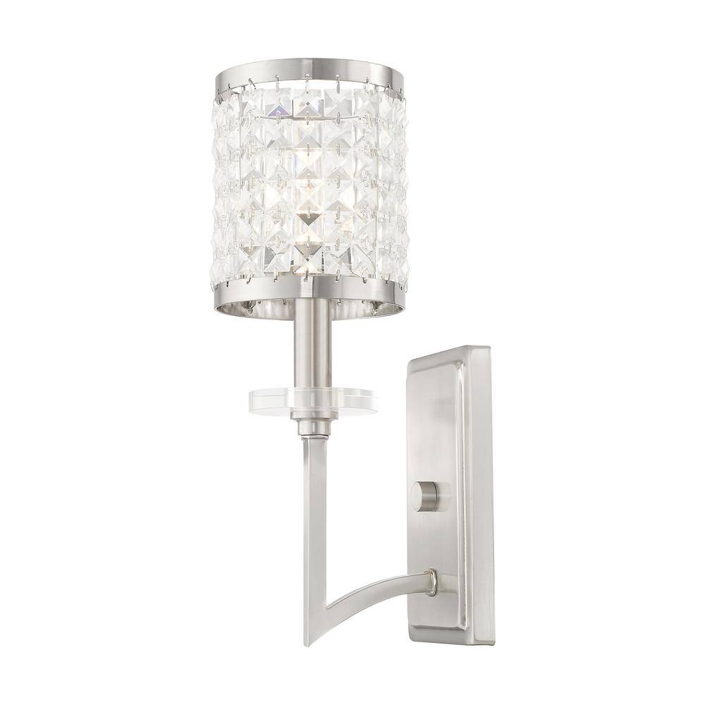 Brushed Nickel Wall Sconce with Clear Crystal Shade