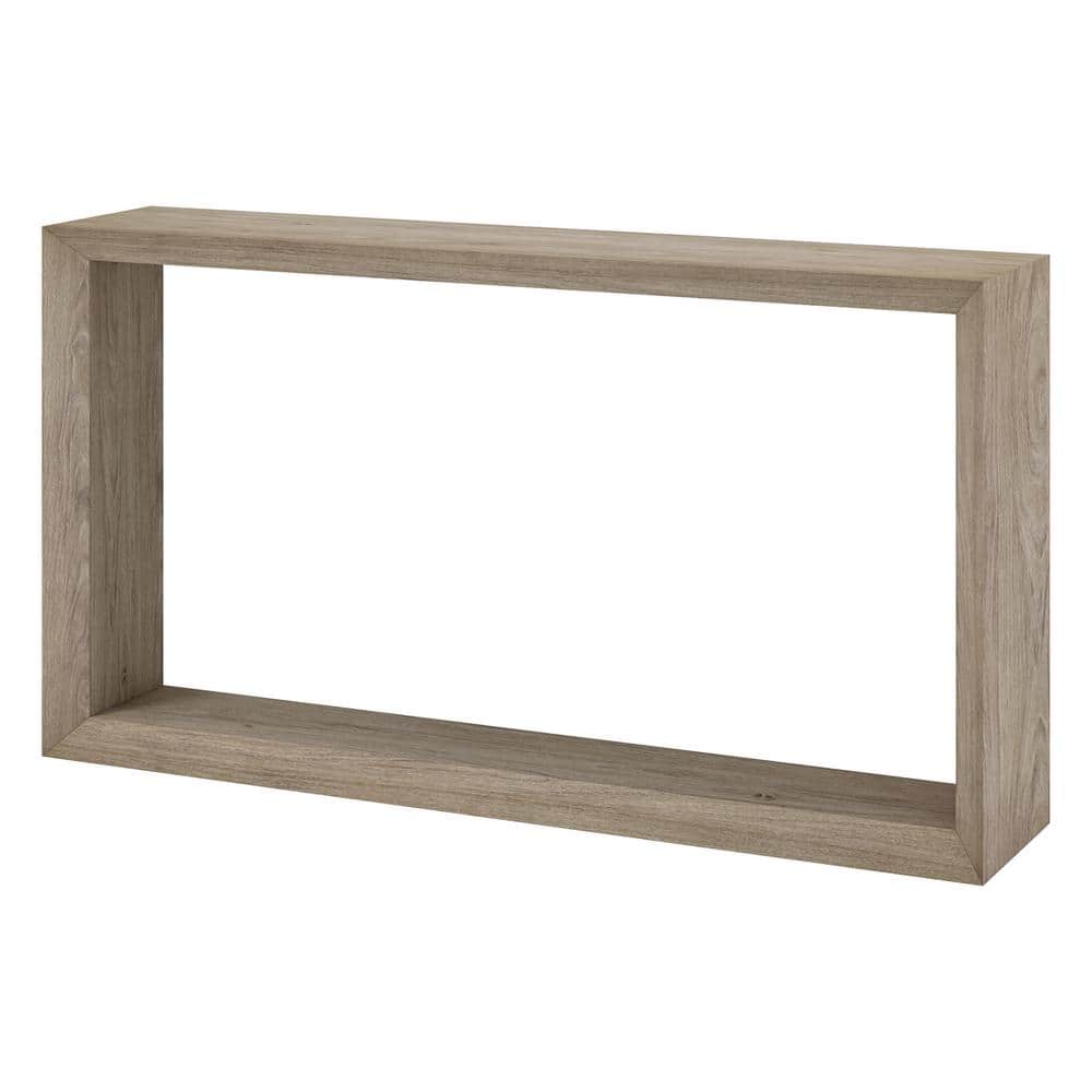 Antiqued Gray Oak 55" Rectangular Console Table with Storage