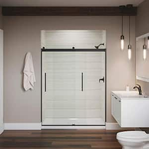 Elmbrook 55-60 in. W x 74 in. H Sliding Frameless Shower Door in Matte Black with Crystal Clear Glass