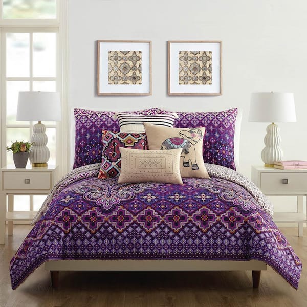 Vera Bradley Dream Tapestry 3-Piece Purple Cotton King Comforter Set