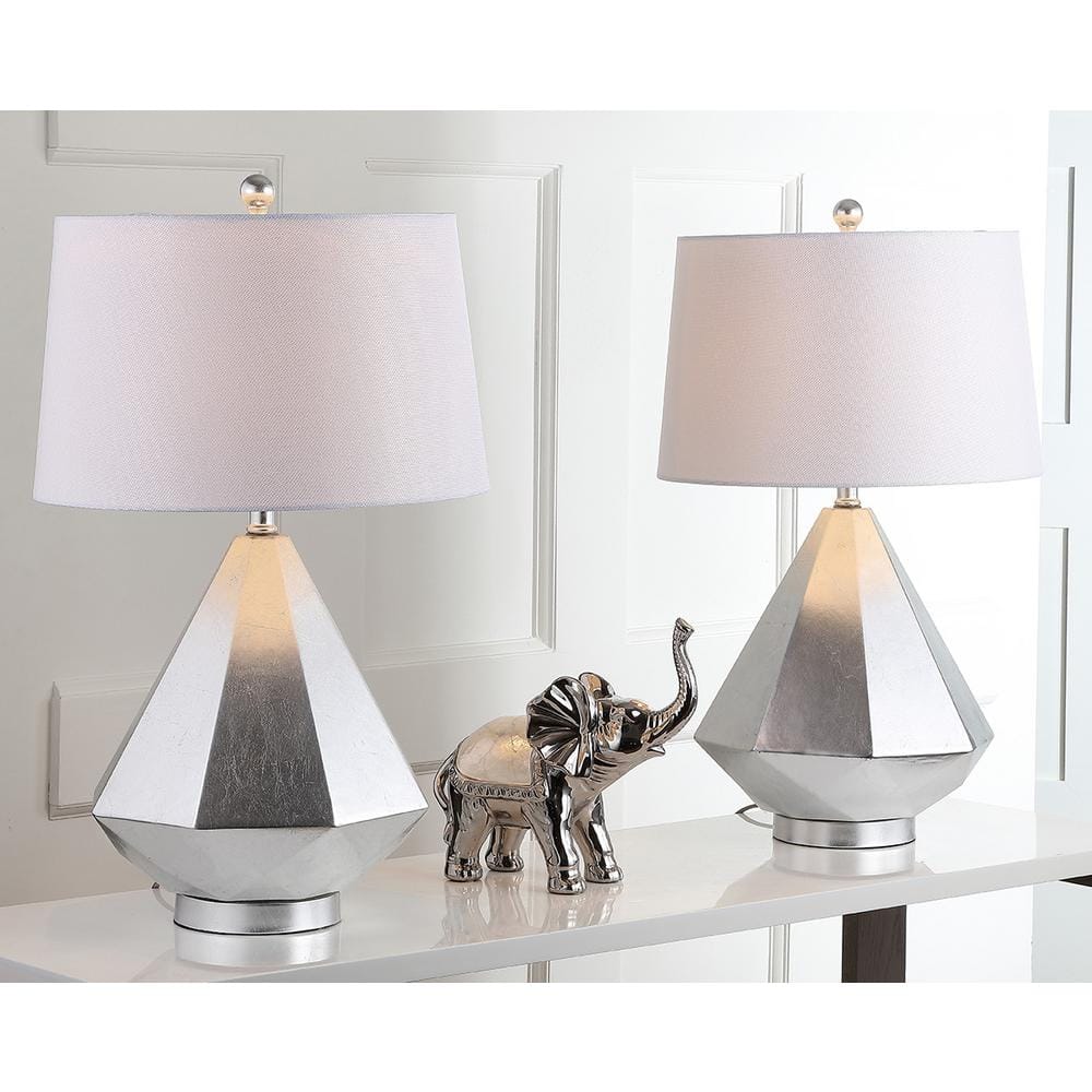 Elegant Maeve Crystal Ball Traditional Table Lamp Set, Clear/White