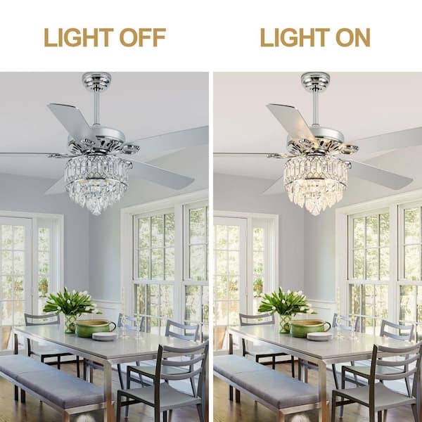 Oaks Aura Cerello 52 in. Indoor Chrome Glam Crystal Shade