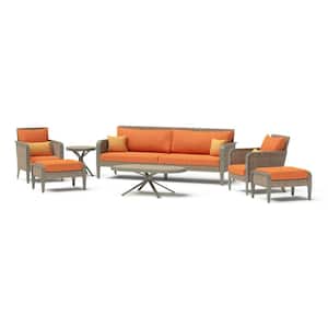 Grantina 7-Piece Aluminum Patio Conversation Set with Sunbrella Tikka Orange Cushions
