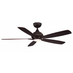 Doren 52 in. Integrated LED Dark Bronze Ceiling Fan with Opal Frosted Glass Light Kit and Remote Control