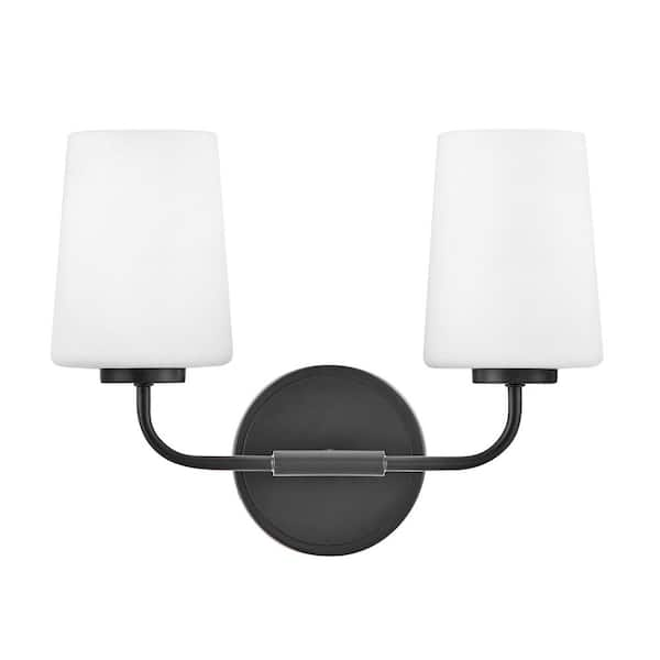 Kline 14.25 in. 2 Light Black Vanity Light