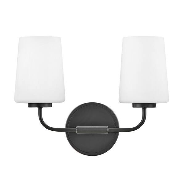 LARK Kline 14.25 in. 2Light Black Vanity Light 853452BK The Home Depot