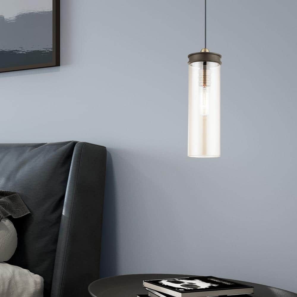 Bronze and Champagne Glass Mini Pendant Light with LED
