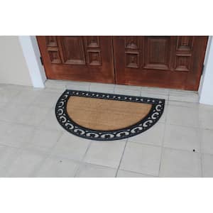 A1HC Half Round Classic Black 30 in. x 48 in. Rubber and Coir Standard Double Door Mat