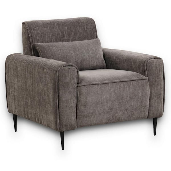 Tiu Gray and Black Fabric Accent Chair with Lumbar Pillow